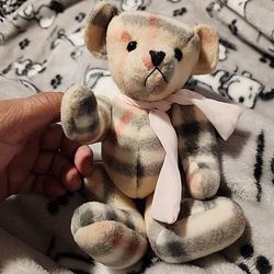 Burberry London 7" Cashmere Jointed Teddy Bear, Read Description 
