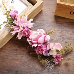 Haimeikang Flower Long Hair Comb Bridesmaid Floral Hair Clip Bridal Hairpin Rustic Wedding Women Bride Rose Hair Accessorie Boho  Message me if you ar
