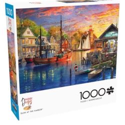 BUFFALO Jigsaw Puzzle Dusk at the Harbor 1000 Piece Dominic Davison Age 14+ EUC