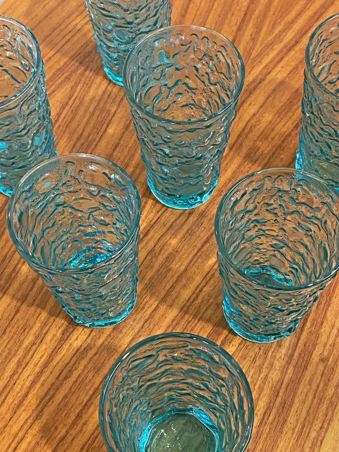 Set of 9 vintage Morgantown Seneca Driftwood crinkle glasses