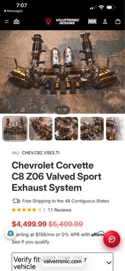 Chevrolet Corvette C8 Z06 Valved Sport Exhaust System