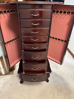 Vintage Service Merchandise Wooden Jewelry Armoire