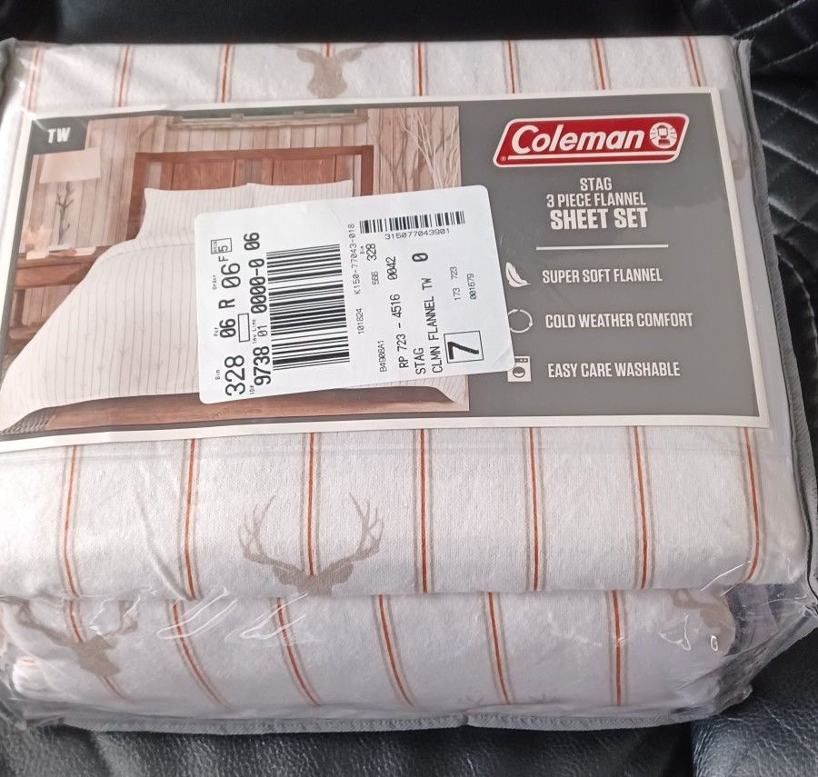 Size TWIN COLEMAN COTTON FLANNEL SHEET SET NEW