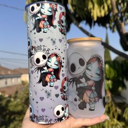 Nightmare Before Christmas Tumbler / Glass Cup 