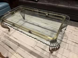 Unique Pretty Special Edge Glass Metal Coffee Table