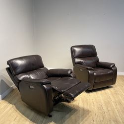 Dark Brown Power Recliner with Power Headrests