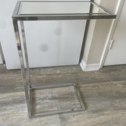 C Shaped Mirror End Table