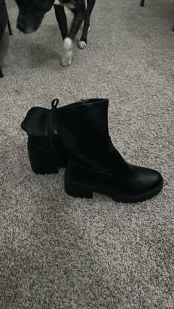 Black leather boots