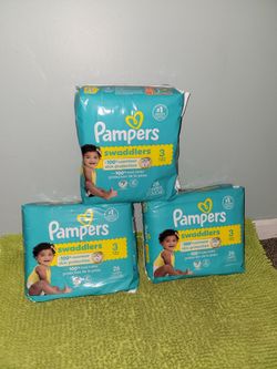 3 pack 26 Diapers  #3 Swaddlers Pampers
