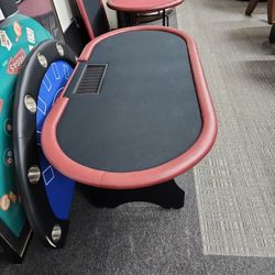 Poker Table With Wood Folding Legs And Dealer Tray 