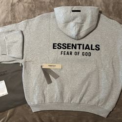 NEW Fear of God Essentials Light Heather Grey Hoodie (Size Large) 100% Authentic ✅
