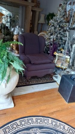 Large Blue Parsley print Wing Chair with pillow