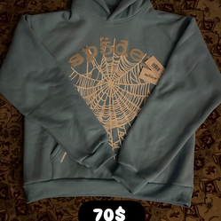 Spider hoodie light blue size M