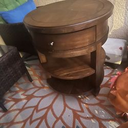 Glass End table, perfect condition $35 and solid wood  nightstand $55