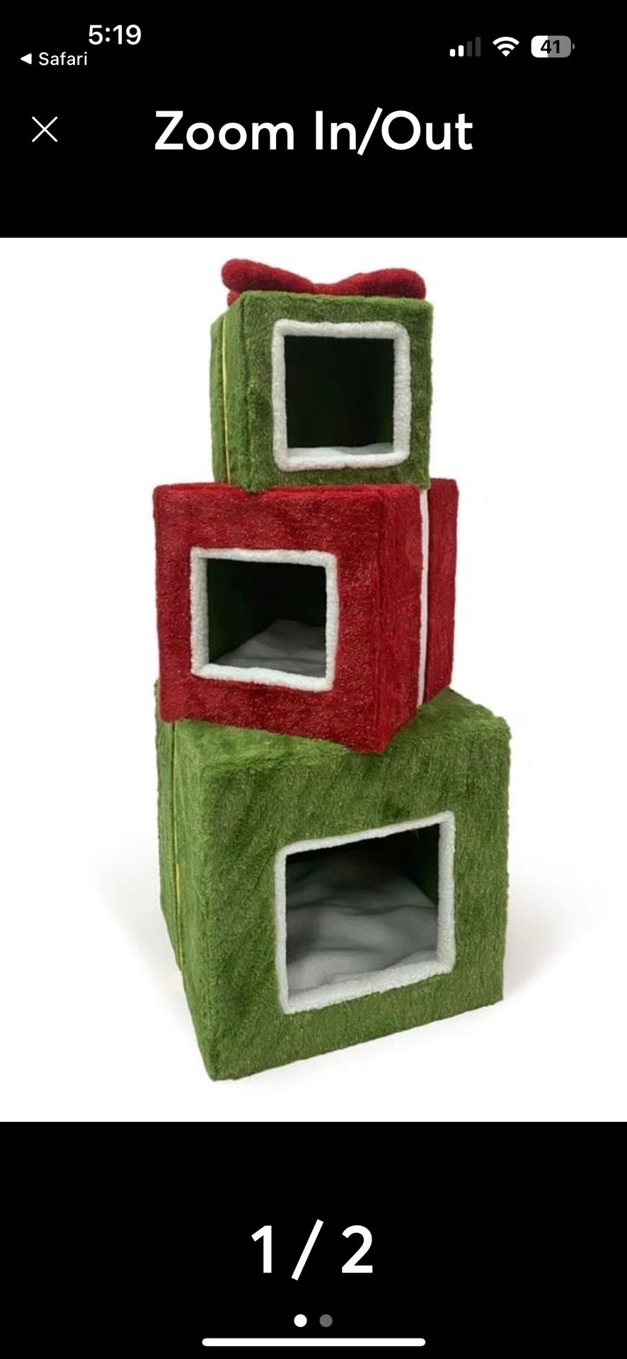 3 Tier Cat Tree Bed Red Green Holiday Prevue