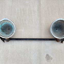 Original 1920s 1930s Nash Headlight Bucket Assembly Pair & Bar 