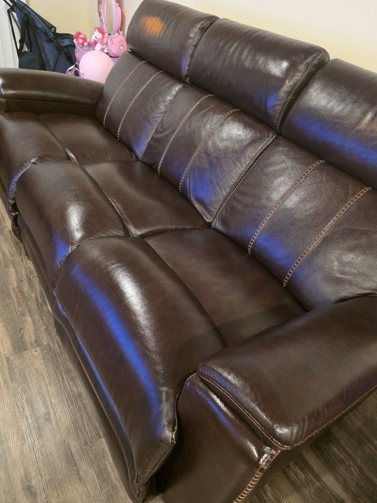 Brown Leather Sofa & Recliner 