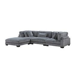 New Sectional Grey Corduroy 130”