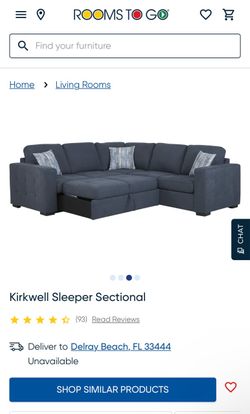 Navy Blue Rooms To Go Sleeper Sectional Sofa (Delivery Available)