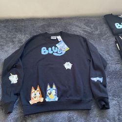 BLUEY Crew Neck Black Long Sleeve Sweatshirt New