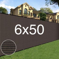 Sunnyglade 6 feet x 50 feet Privacy Screen Fence Heavy Duty Fencing Mesh Shade Net Cover for Wall Garden Yard Backyard (6 ft X 50 ft, Brown)