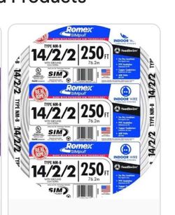Romex SIMpull 14/2 NM-B Wire 250 ft – 3 Rolls