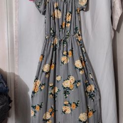 Girls Black And White Striped Dress 