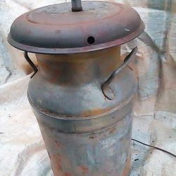 Large Vintage Steel mill Jug Converted into Lamp