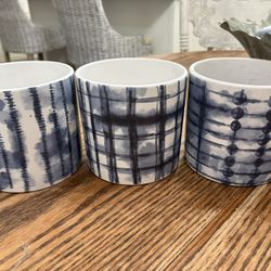 Set of 3 ceramic planters/ container  5” x5” no holes in bottom