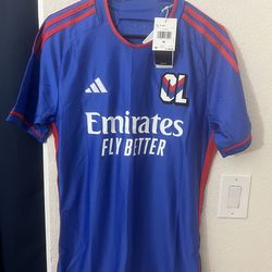 Adidas Lyon Olympique Lyonnais 2023/24 Away  Soccer Jersey Blue M Medium
