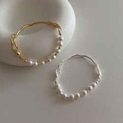 Irregular Gold Plated Pearl Bracelet For Kids