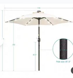 7.5ft Solar LED Patio Umbrella with Tilt