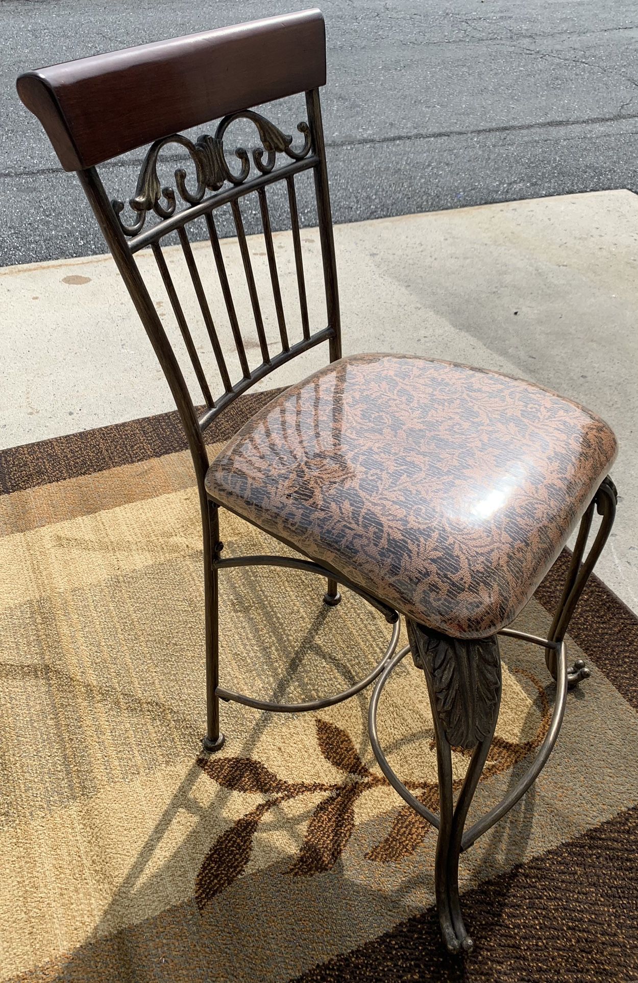 Ashley Furniture Wrought Iron Cherrry Finish Bar Stool 24”
