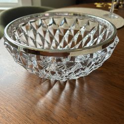 Vintage Cut Glass Silver Rim Bowl