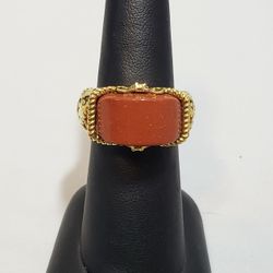 Size 7 Red Lightning Jasper 12.6 ctw Ring on Ion Plated 18k Yellow Gold.