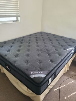 Bed Set Queen 12in Mattress Today Only - Lightly Used Boxspring and Frame included