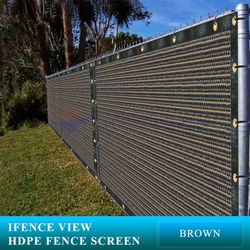 Ifenceview 8'x 15' Brown Shade Cloth Fence Privacy Screen Fabric Mesh for Construction Site, Chain Link Fence,  Yard, driveway, Patio