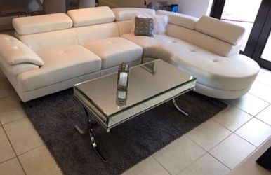 New bonded leather white sofa sectional