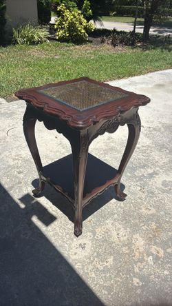 Mahogany with glass top and drawer