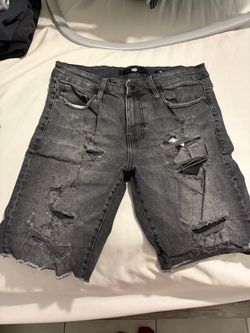 Gray Distressed Denim Shorts size 32