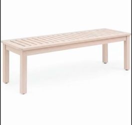 Wooden Backless Bench with Slatted Seat, Eucalyptus Wood Outdoor Patio Garden Bench