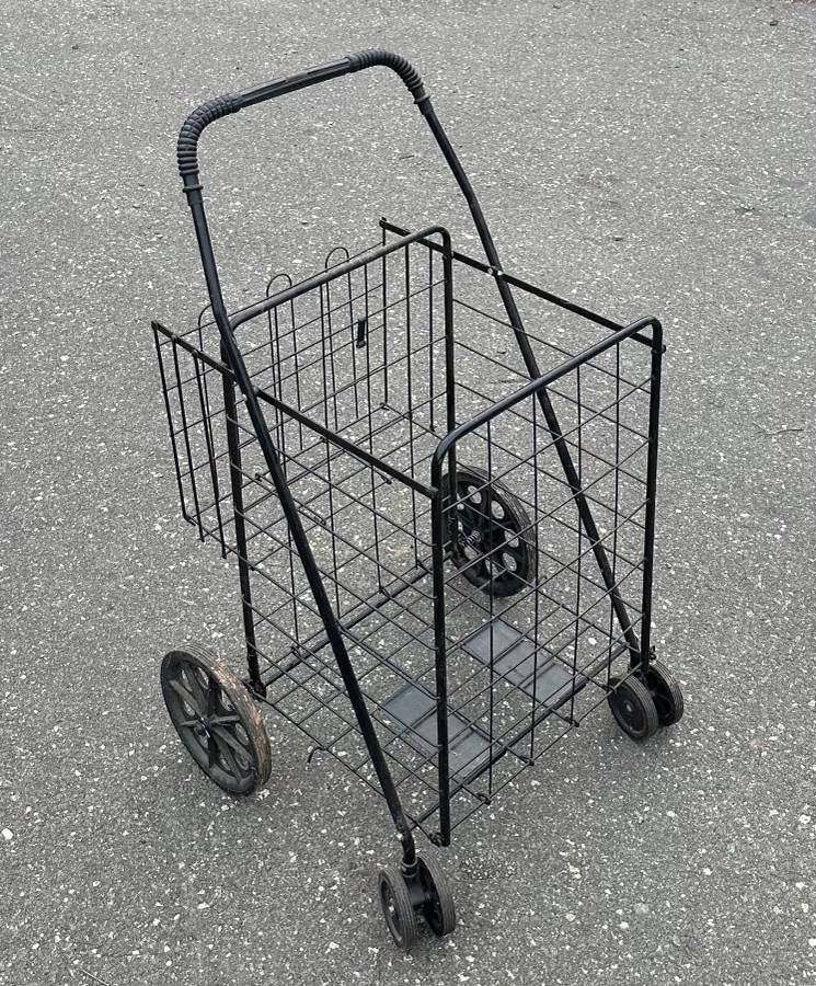 Extra Large Black Foldable Jumbo Utility Cart 360 Degree Wheels