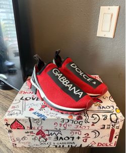 Dolce And Gabbana Authentic Red Slip On Logo Sorrentos. Size 9 Men.