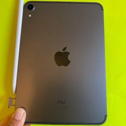Apple Ipad Mini 6th Generation (2021/ 8.3” Liquid Retina ) 64GB WiFi + cellular (5G Unlocked) with pen, case & Accessories 