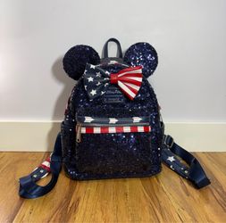 RARE Disney Parks Loungefly Americana Sequin Minnie Mini Backpack Retired