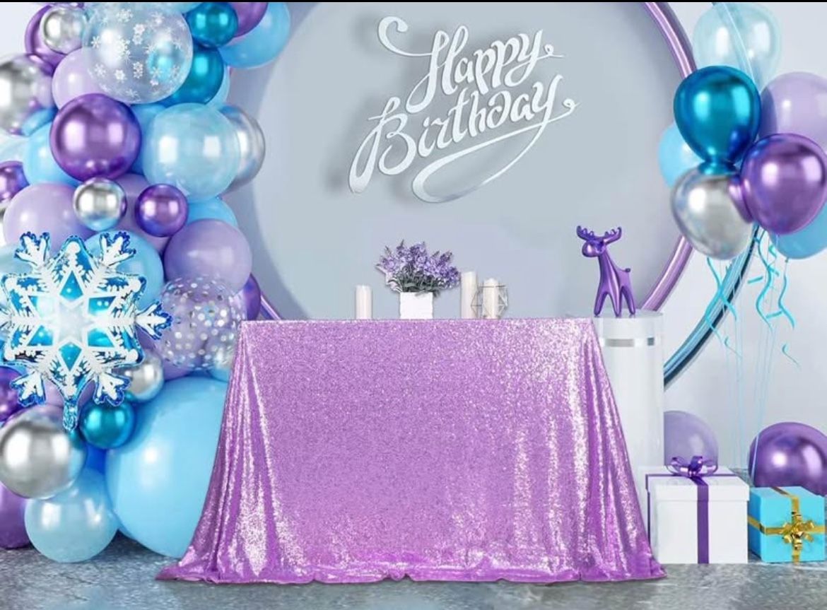 Sequin Lavender Table Cloth