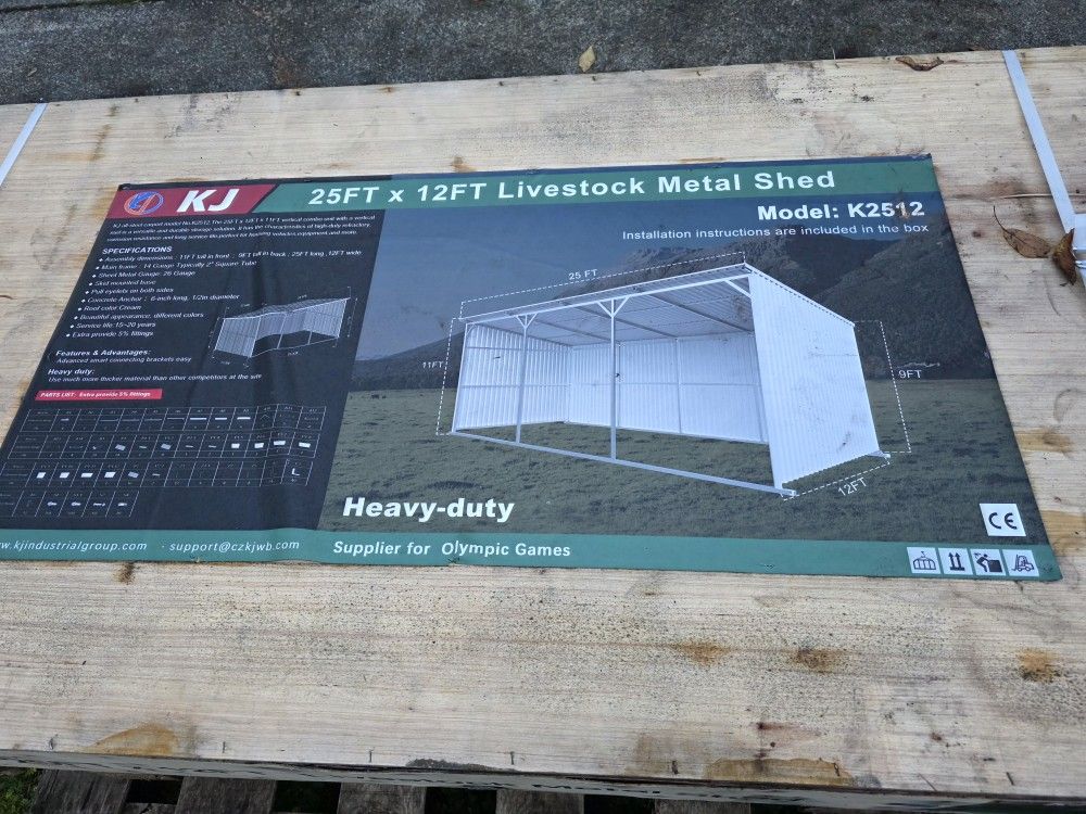 Brand New 25x12 Lean To Livestock Shed