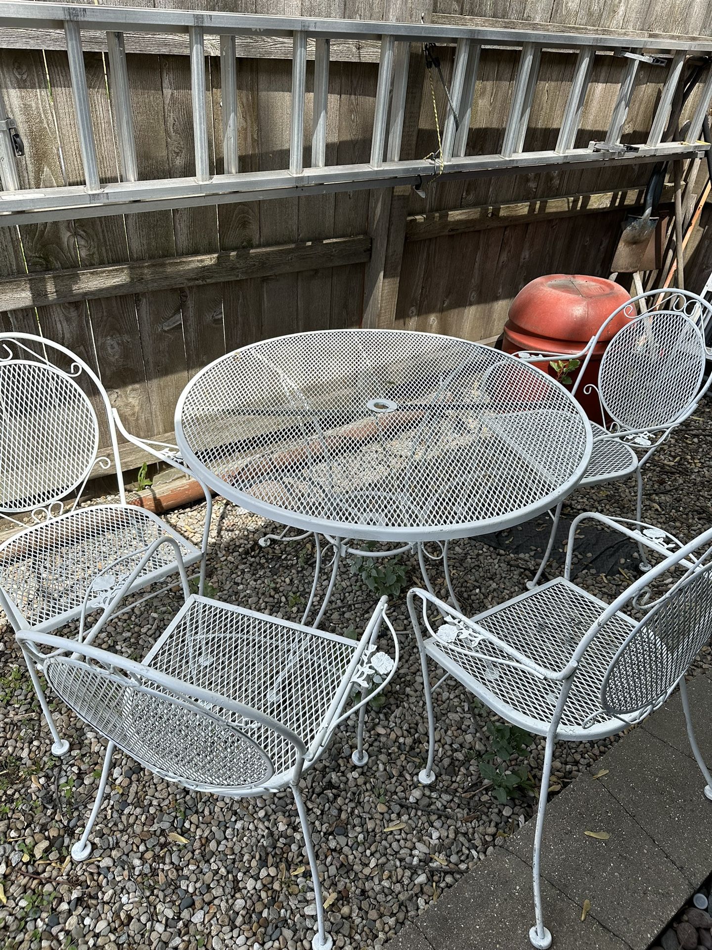 Wrought Iron Patio Set, Table And 4 Chairs