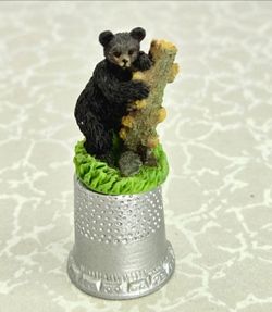 Vintage Black Bear Figurine Thimble