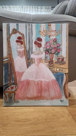Beautiful Hand Painted with acrylic paint On 16"×20" Canvas- Signed By Artist (unframed